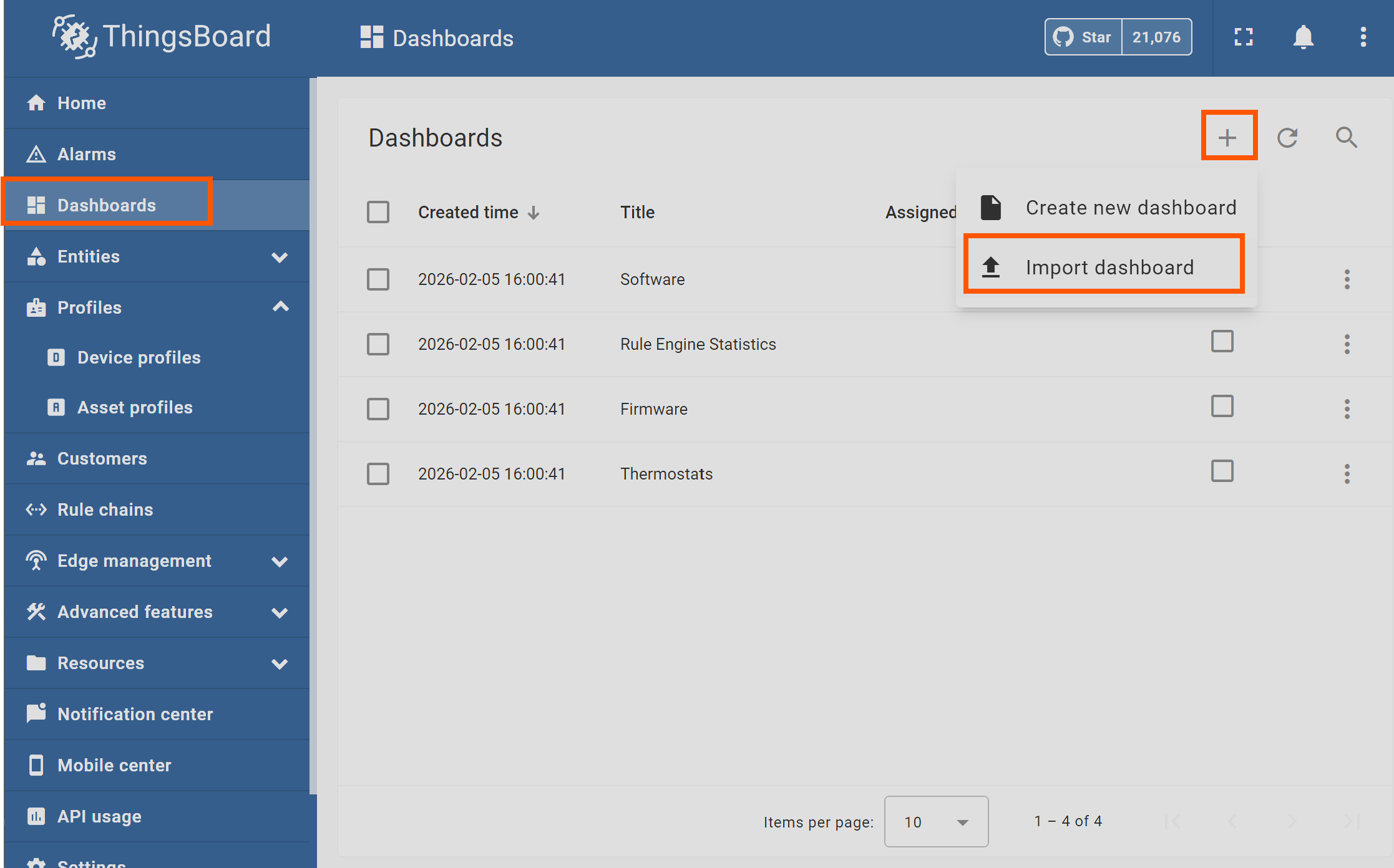 Import new example dashboard